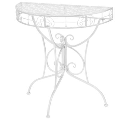 Bijzettafel vintage stijl half rond 72x36x74 cm metaal zilver - thumbnail