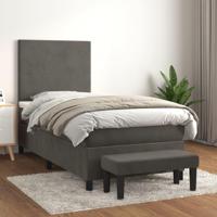 Boxspring met matras fluweel donkergrijs 90x200 cm - thumbnail