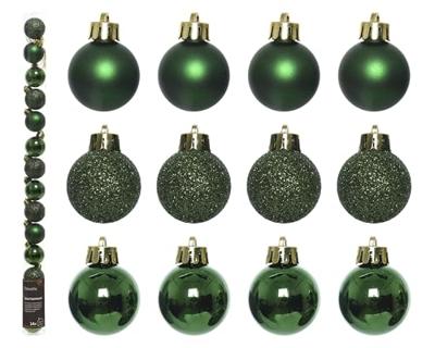 Decoris kerstballen plastic 14st dennengroen 3cm