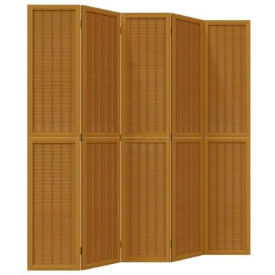 Kamerscherm met 5 panelen massief paulowniahout bruin