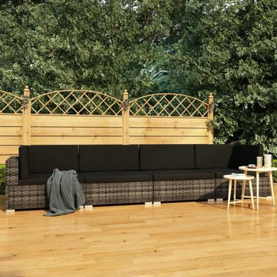 4-delige Loungeset met kussens poly rattan grijs 4-delige Loungeset met kussens poly rattan grijs