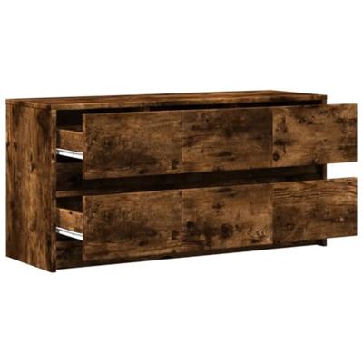 Tv-meubel met LED 100x34x50 cm bewerkt hout gerookt eikenkleur