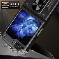 Lunso - Samsung Galaxy Z Flip5 - Armor backcover hoes met ringhouder - Zwart - thumbnail
