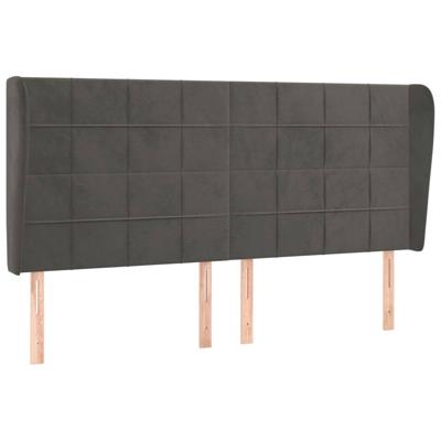 Hoofdbord met randen 183x23x118/128 cm fluweel donkergrijs