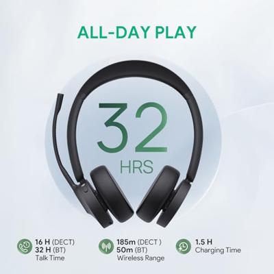 Yealink WH64 Dual Teams-Headset met Draadloze Microfoon en Microfoon voor PC en VoIP-telefoons