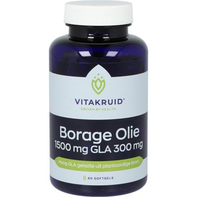 Vitakruid Borage Olie 1500mg GLA 300mg uit plantaardige bron 60 Softgels