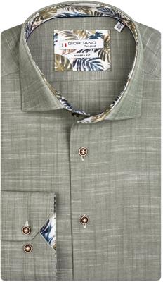 Giordano Heren Overhemd Groen Palm Contrast Boord Cutaway Modern Fit
