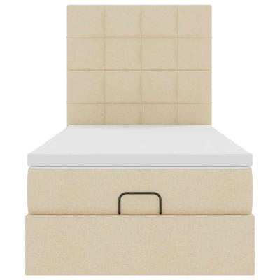 Bed met matras 100x200 cm stof crèmekleurig