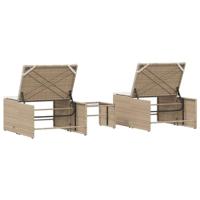 Ligstoelen 2 st met tafel poly rattan beige - thumbnail