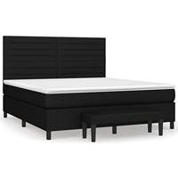 Boxspring met matras stof zwart 160x200 cm - thumbnail