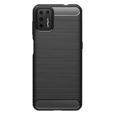 Shop4 - Motorola Moto G9 Plus Hoesje - Zachte Back Case Brushed Carbon Zwart Shop4 - Motorola Moto G9 Plus Hoesje - Zachte Back Case Brushed Carbon Zwart