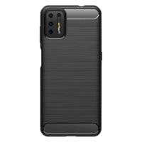 Shop4 - Motorola Moto G9 Plus Hoesje - Zachte Back Case Brushed Carbon Zwart - thumbnail