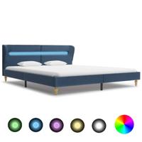 vidaXL Bedframe met LED stof blauw 150x200 cm - thumbnail