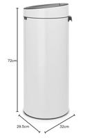 Brabantia touch bin afvalemmer 30 liter white - thumbnail