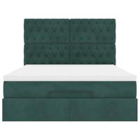 Ottoman bed met matrassen 140x200cm fluweel donkergroen - thumbnail