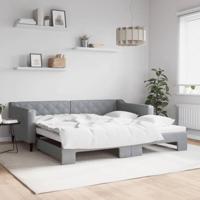 Slaapbank met onderschuifbed 100x200 cm stof lichtgrijs - thumbnail