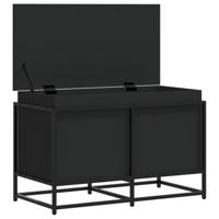 Opbergbox met deksel 80x40x51,5 cm bewerkt hout zwart - thumbnail