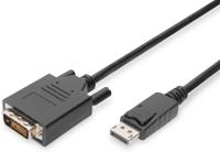 Digitus AK-340301-010-S DisplayPort-kabel DisplayPort / DVI Adapterkabel DisplayPort-stekker, DVI-D 24+1-polige stekker 1.00 m Zwart Schroefbaar - thumbnail