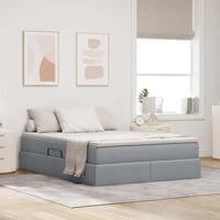 Opbergbed met matras Lichtgrijs 140 x 190 cm Polyester - thumbnail