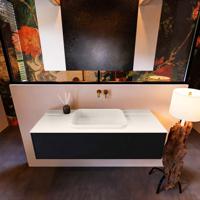 Badkamermeubelset Mondiaz Erin 120 cm met 1 Lade met RIDGE Wastafel Midden Linen Zonder Kraangaten Greeploos Mat Urban - thumbnail