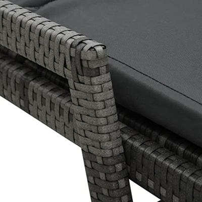 Ligbed met kussen poly rattan grijs - thumbnail