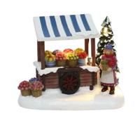 Nostalgic Flower Cart Florist with LED Polyresin 14cm Santaville - Santaville - thumbnail