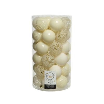 Kerstbal plastic mix d6 cm wolwit 37st Decoris - Decoris