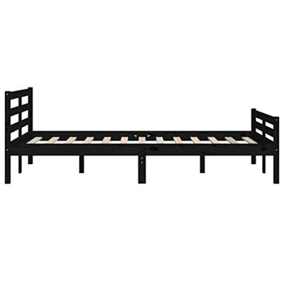 Bedframe massief hout zwart 140x190 cm