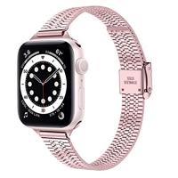 Stainless steel slim fit bandje - Rosé pink - Geschikt voor Apple Watch 44mm / 45mm / 46mm / 49mm - thumbnail