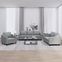 3-delige Loungeset met kussens stof lichtgrijs - thumbnail