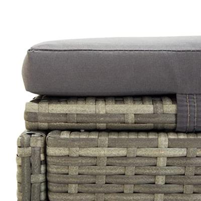 Ligbed met kussen poly rattan grijs - thumbnail