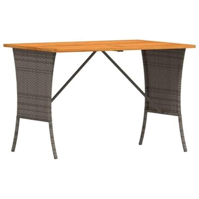 Tuintafel met acaciahouten blad 105x75x72 cm poly rattan grijs