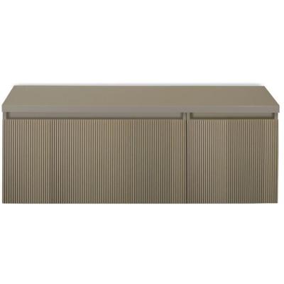 Frozen 3D Badmeubelset 120 cm - Greeplijst in Kleur - Wastafel Onderkast met Bovenblad Olive