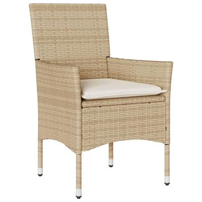 9-delige Tuinset met kussens poly rattan en glas beige - thumbnail