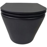 Wiesbaden Vesta Tornado Flush Wandcloset Rimless met Flatline Toiletzitting - Softclose en Quick Release - Mat Zwart - thumbnail