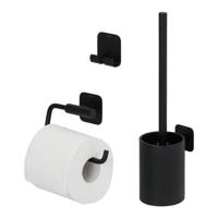 Tiger Colar Toilet Accessoireset - toiletrolhouder - zonder klep - toiletborstelhouder - handdoekhaak - zelfklevend - zwart 800134 - thumbnail