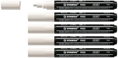 Acrylmarker STABILO Free Acrylic T300 wit | 5 stuks