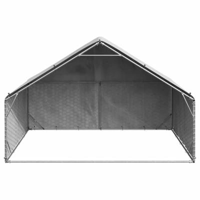 Hondenkennel buiten met deksel 3x2x1,9 m gegalvaniseerd staal - thumbnail