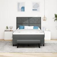 Boxspringbed met matras & bank donkergrijs 140x200 cm stof - thumbnail