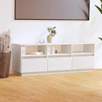 Tv-meubel 140x37x50 cm massief grenenhout wit - thumbnail