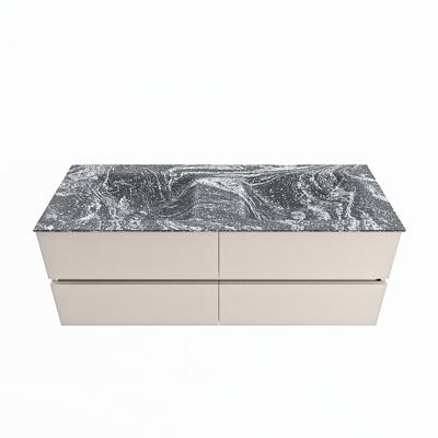 MONDIAZ VICA-DLUX 130cm badmeubel onderkast Linen 4 lades. Inbouw wastafel CLOUD dubbel 2 kraangaten, kleur Lava.