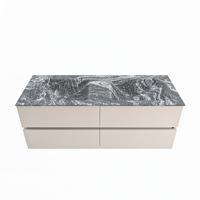 MONDIAZ VICA-DLUX 130cm badmeubel onderkast Linen 4 lades. Inbouw wastafel CLOUD dubbel 2 kraangaten, kleur Lava. - thumbnail