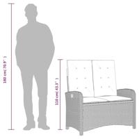 Tuinbankje verstelbaar met kussens poly rattan zwart - thumbnail