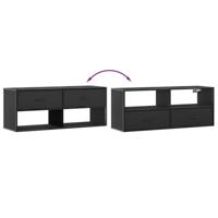 Tv-meubel 100x31x39,5 cm bewerkt hout en metaal zwart - thumbnail