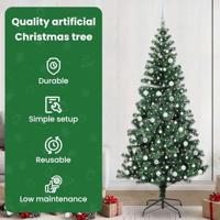 VidaXL Kunstmatig voorverlicht kerstboom groen 240 cm pvc en metaal - thumbnail