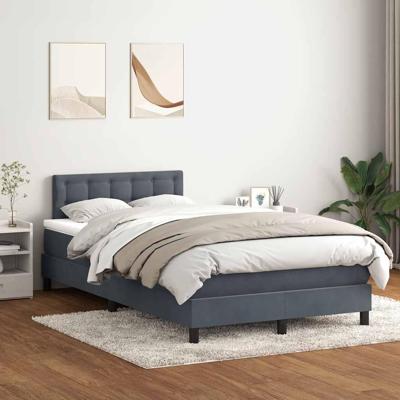 Boxspring met matras fluweel donkergrijs 120x220 cm
