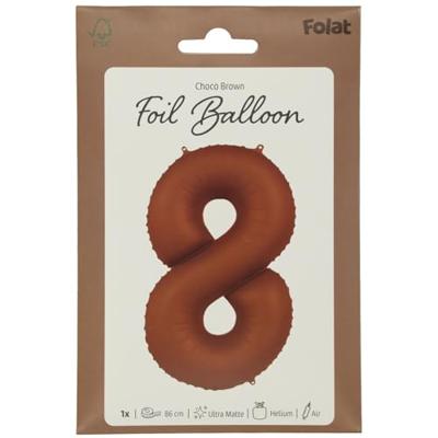 Folieballon Cijfer 8 Bruin Mat (86cm)
