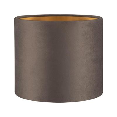 Fluweel - Velvet Lampenkap - Cilinder - Grey + goud - Luxe stijl - ø20 x 17 cm - E27 fitting - voor tafellampen en Pendellamp - voor woonkamer en eetkamer