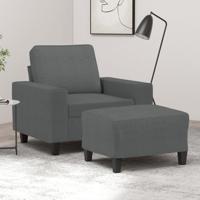 Fauteuil met voetenbank 60 cm stof donkergrijs - thumbnail