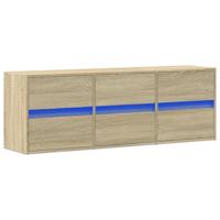 Tv-wandmeubel met LED-verlichting 130x31x45 cm sonoma eiken - thumbnail